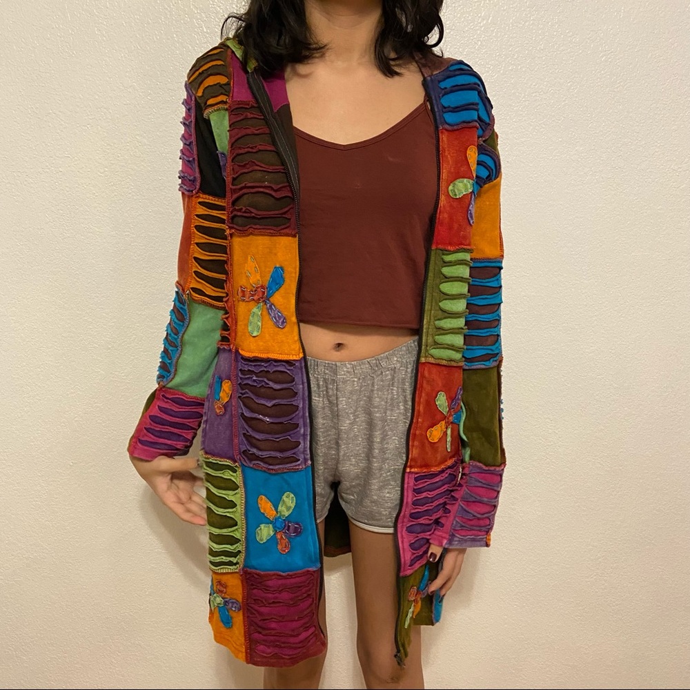 Patchwork zip up jacket